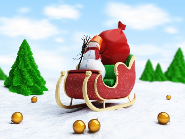 Das Santa's Snowman Wallpaper 640x480