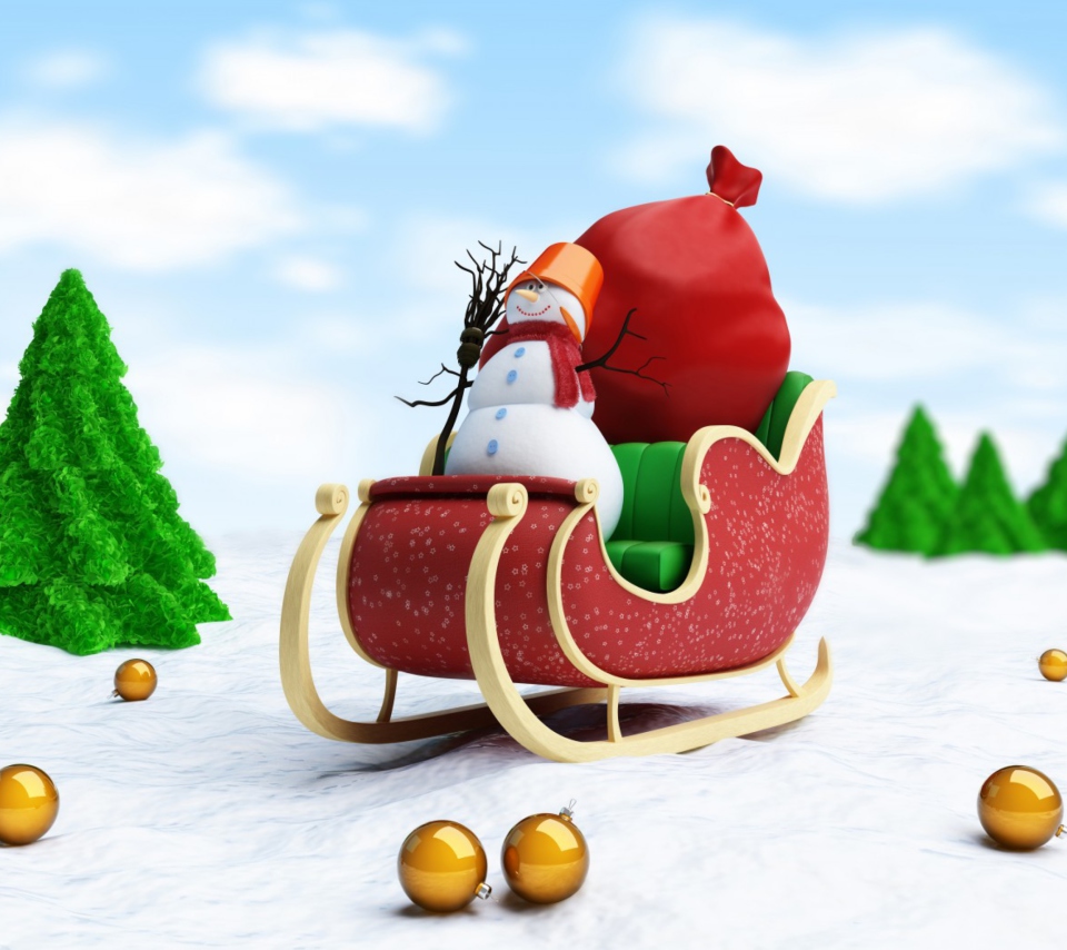 Das Santa's Snowman Wallpaper 960x854