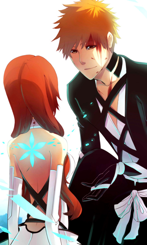 Sfondi Inoue Orihime and Kurosaki Ichigo in Bleach 480x800