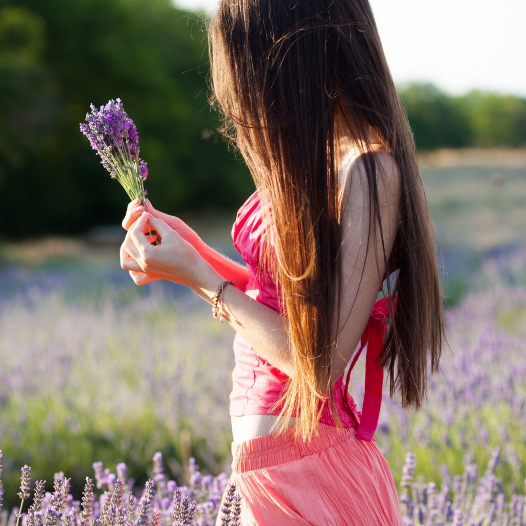 Girl With Field Flowers wallpaper 1024x1024