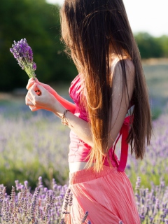 Girl With Field Flowers screenshot #1 240x320