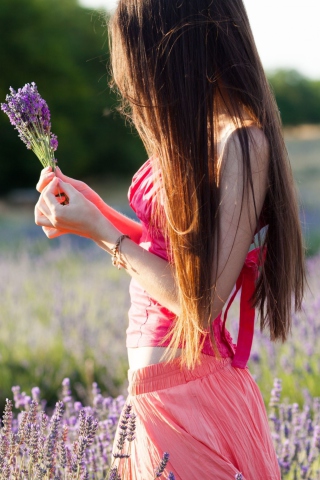 Girl With Field Flowers wallpaper 320x480