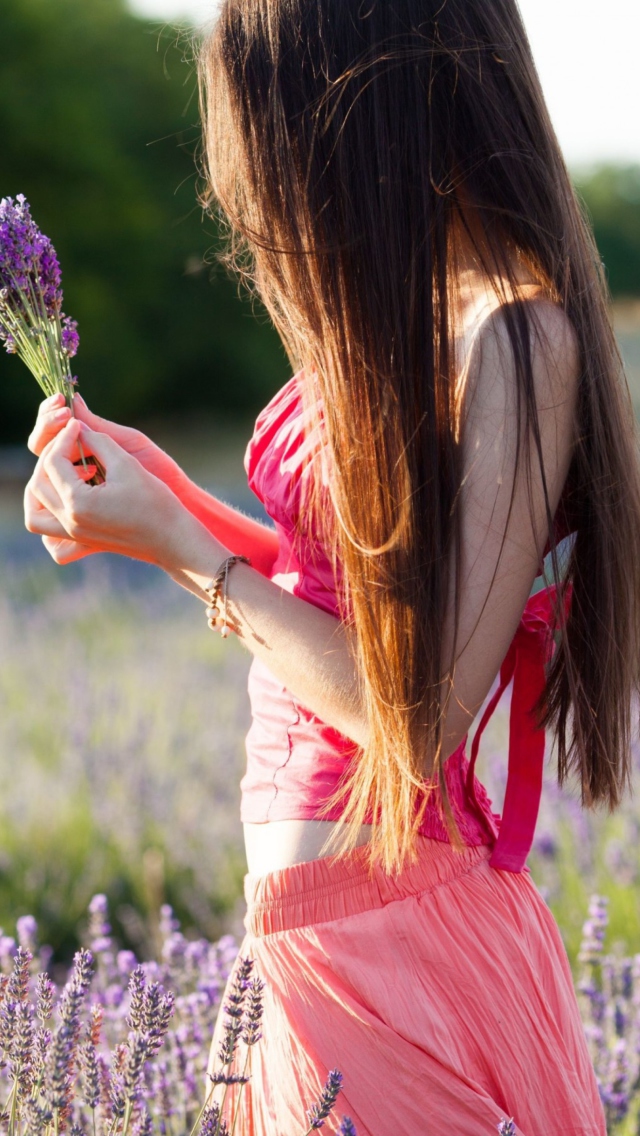 Girl With Field Flowers wallpaper 640x1136