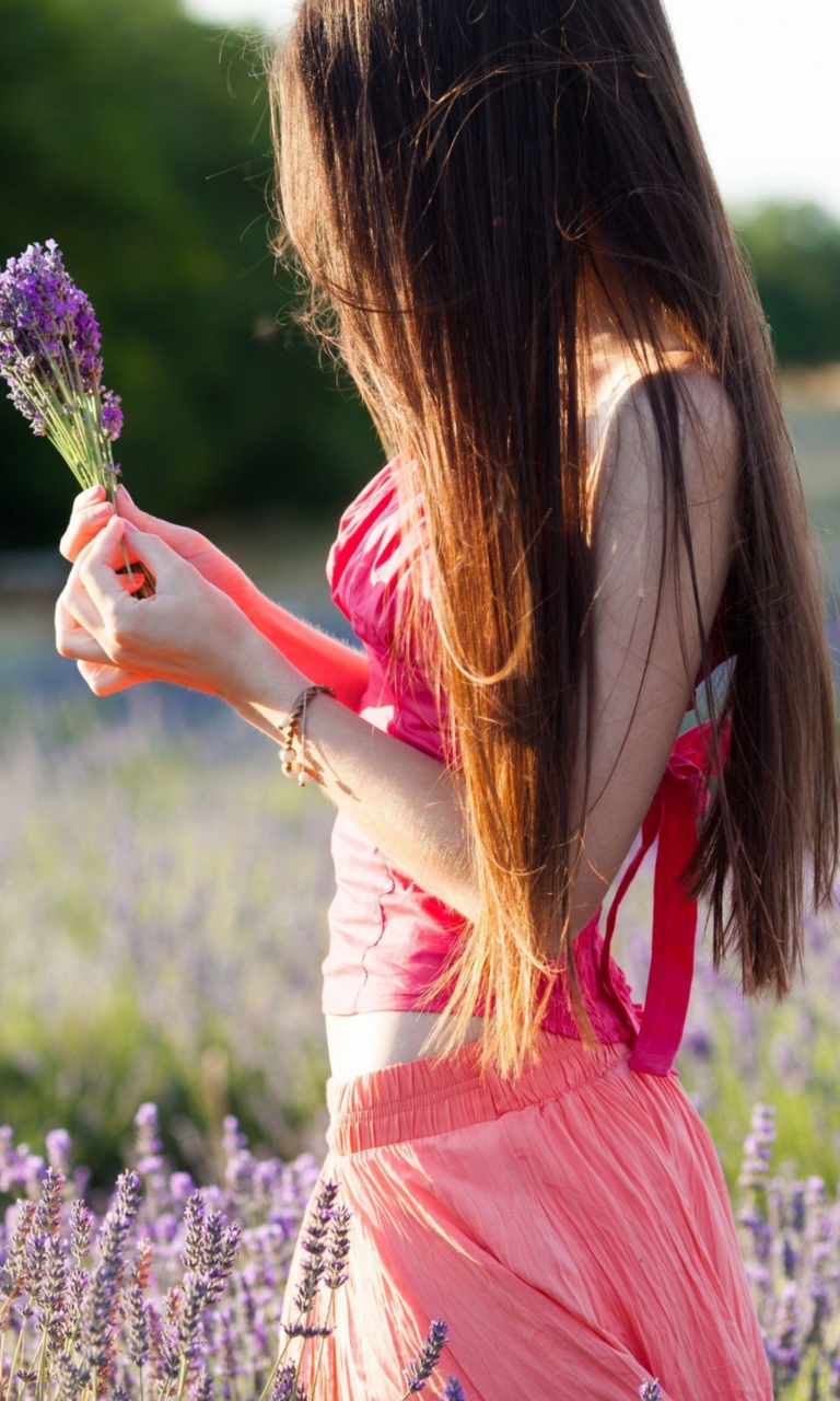 Girl With Field Flowers wallpaper 768x1280