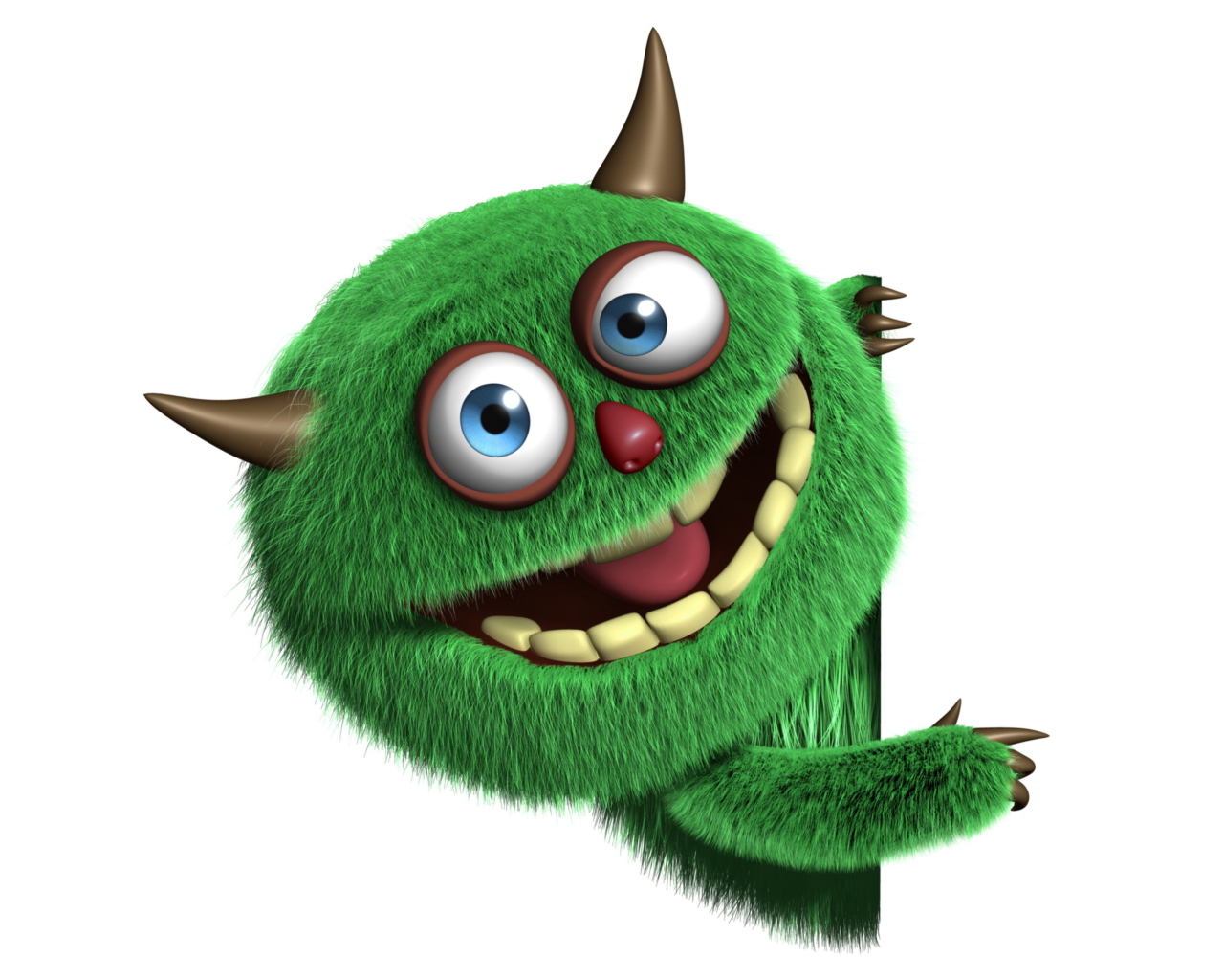 Fluffy Green Monster wallpaper 1280x1024