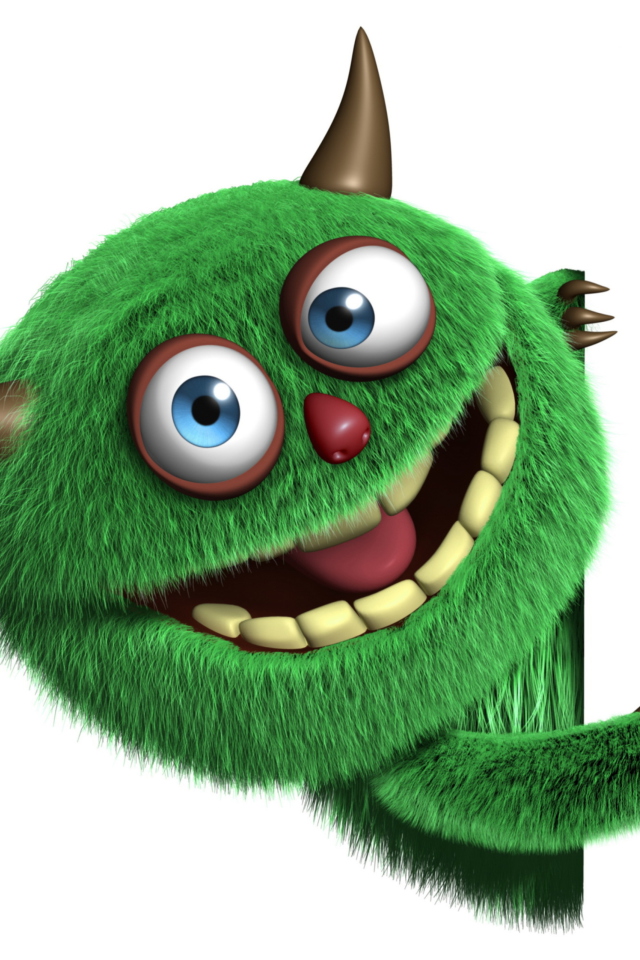 Das Fluffy Green Monster Wallpaper 640x960