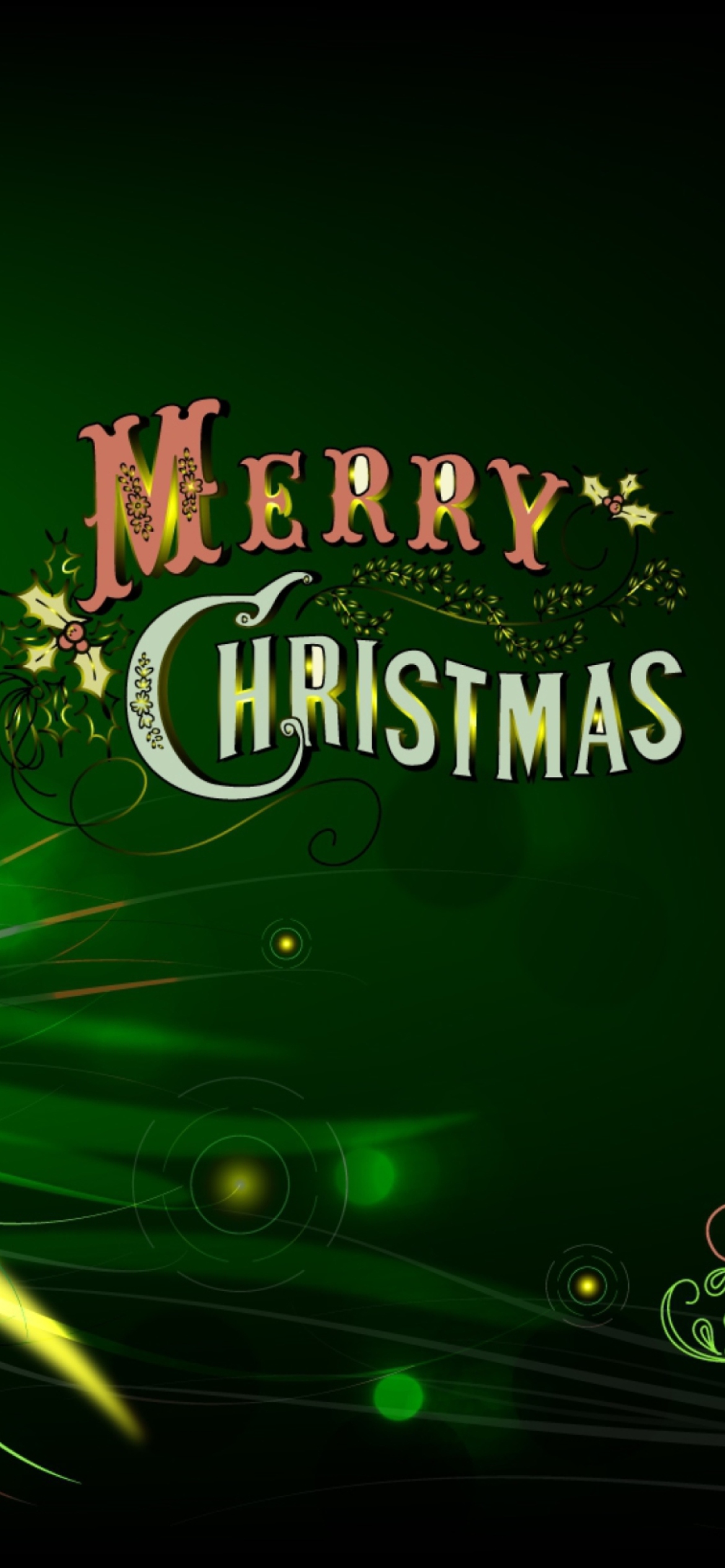 Fondo de pantalla Green Merry Christmas 1170x2532