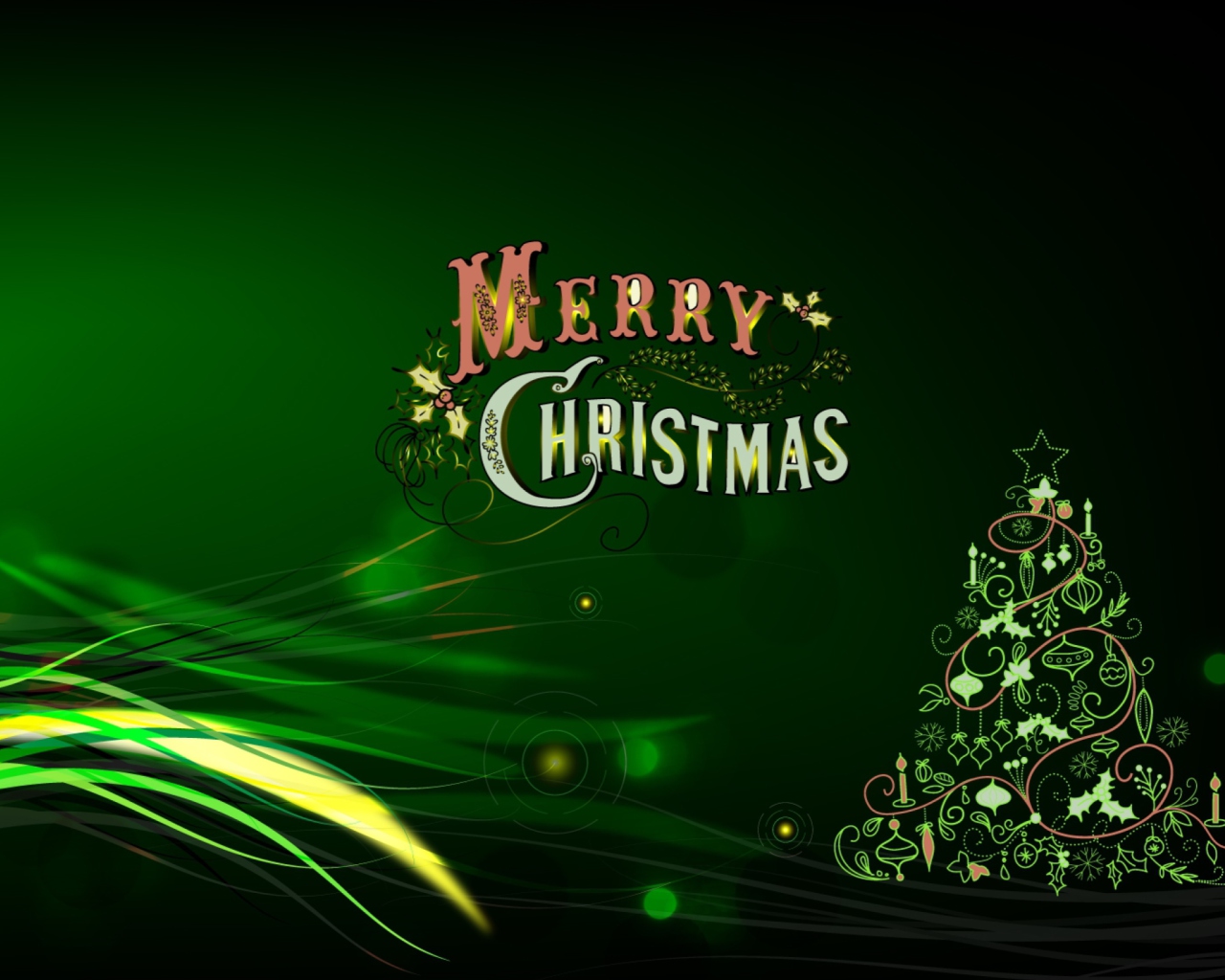 Sfondi Green Merry Christmas 1280x1024