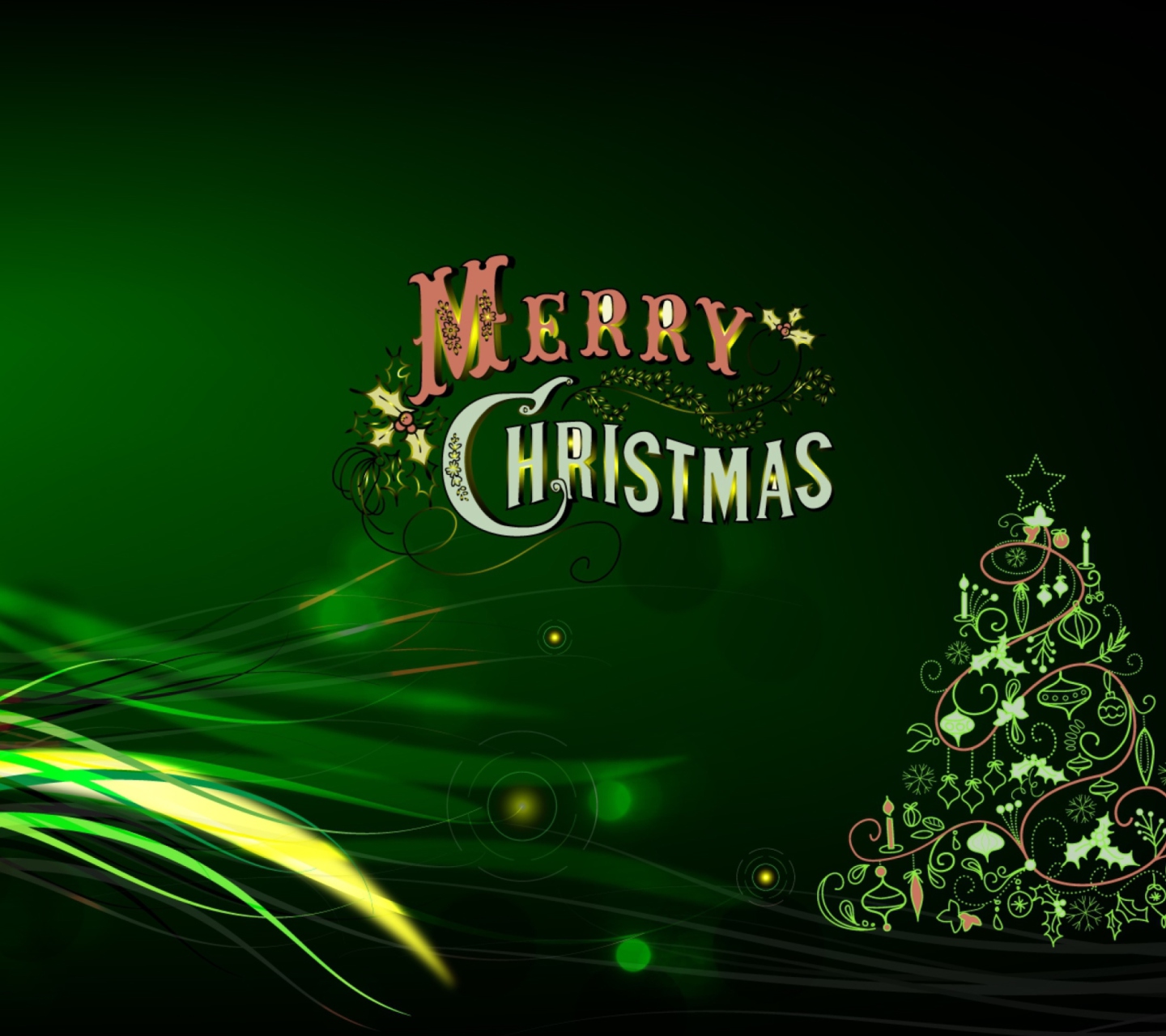 Обои Green Merry Christmas 1440x1280