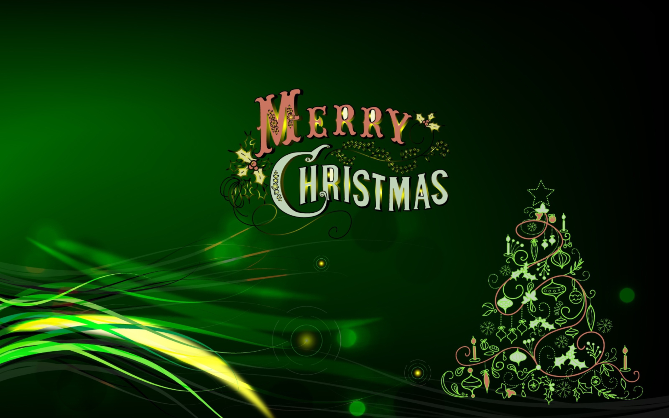 Green Merry Christmas wallpaper 2560x1600