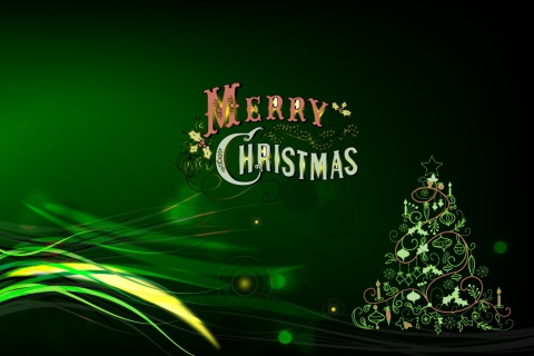 Обои Green Merry Christmas 480x320