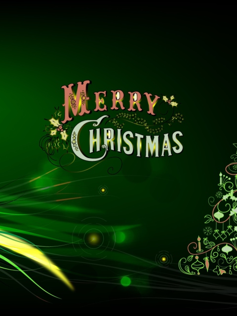 Green Merry Christmas wallpaper 480x640