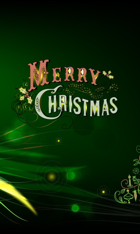 Sfondi Green Merry Christmas 480x800