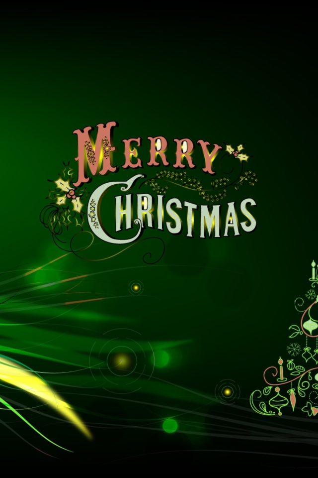 Green Merry Christmas wallpaper 640x960