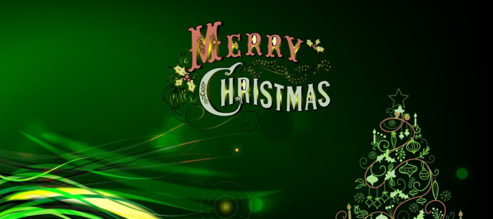 Обои Green Merry Christmas 720x320