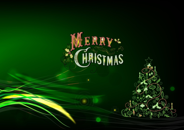 Обои Green Merry Christmas