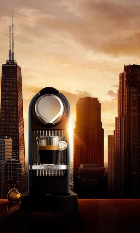 Fondo de pantalla Nespresso Morning Coffee In Chicago 480x800