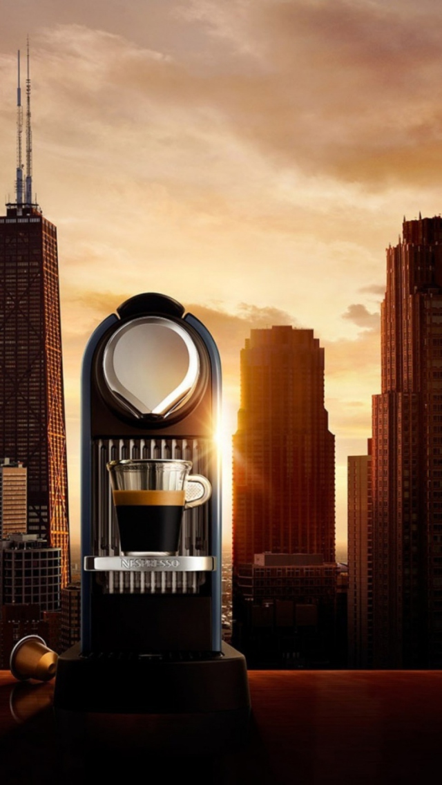 Das Nespresso Morning Coffee In Chicago Wallpaper 640x1136