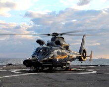 Helicopter on Aircraft Carrier wallpaper 220x176