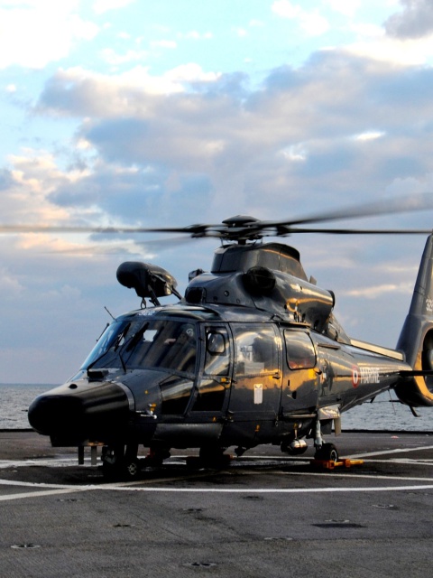 Fondo de pantalla Helicopter on Aircraft Carrier 480x640