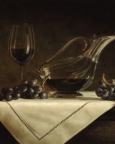 Still life grapes and wine wallpaper 128x160