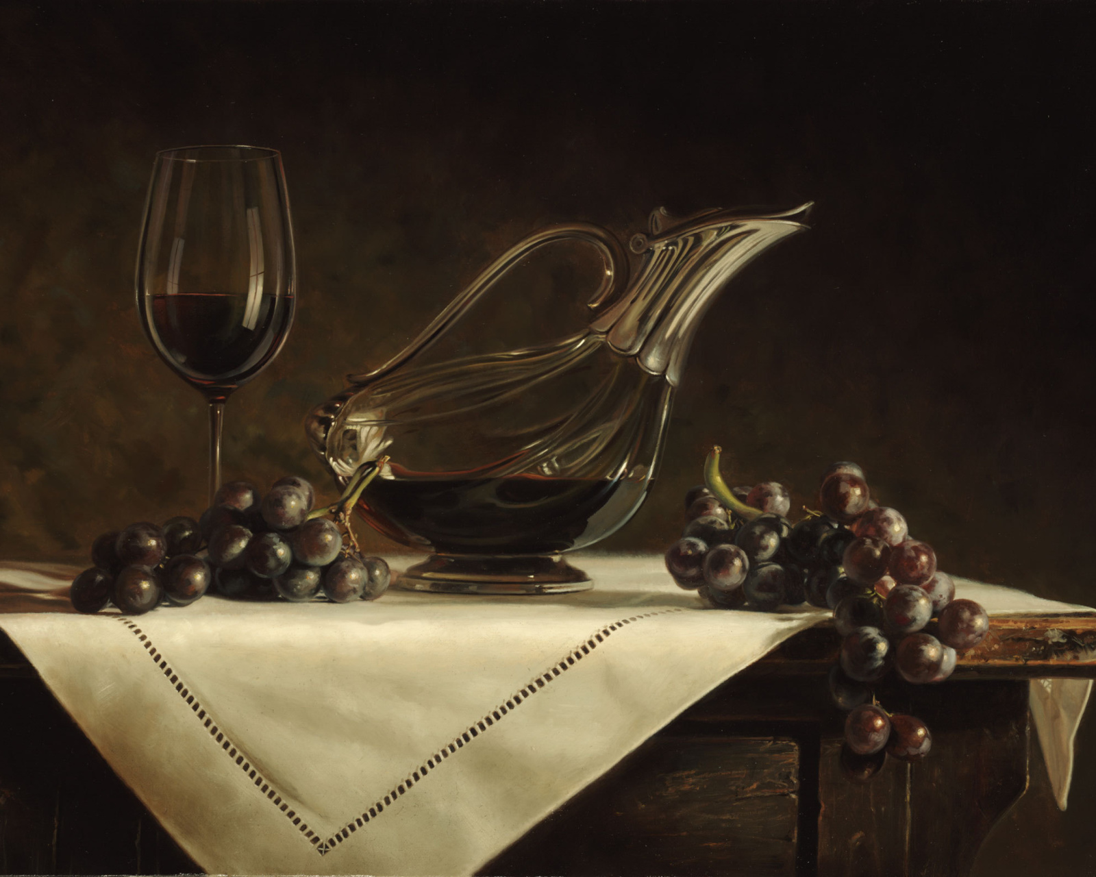 Das Still life grapes and wine Wallpaper 1600x1280