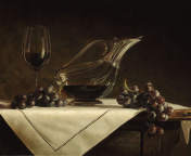 Обои Still life grapes and wine 176x144