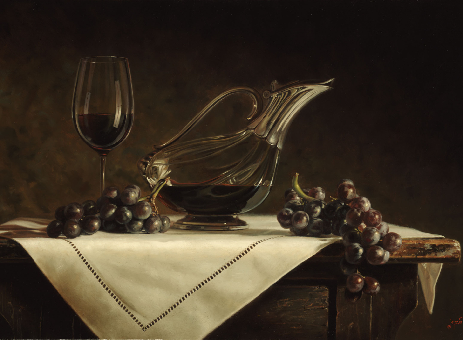 Das Still life grapes and wine Wallpaper 1920x1408
