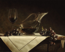 Still life grapes and wine wallpaper 220x176