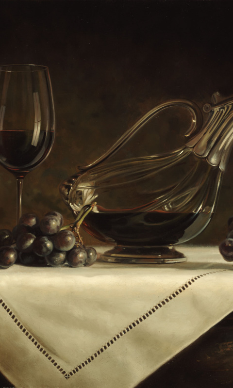 Screenshot №1 pro téma Still life grapes and wine 480x800