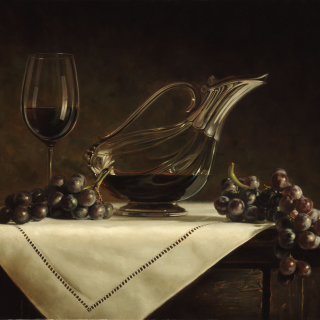 Обои Still life grapes and wine на телефон iPad