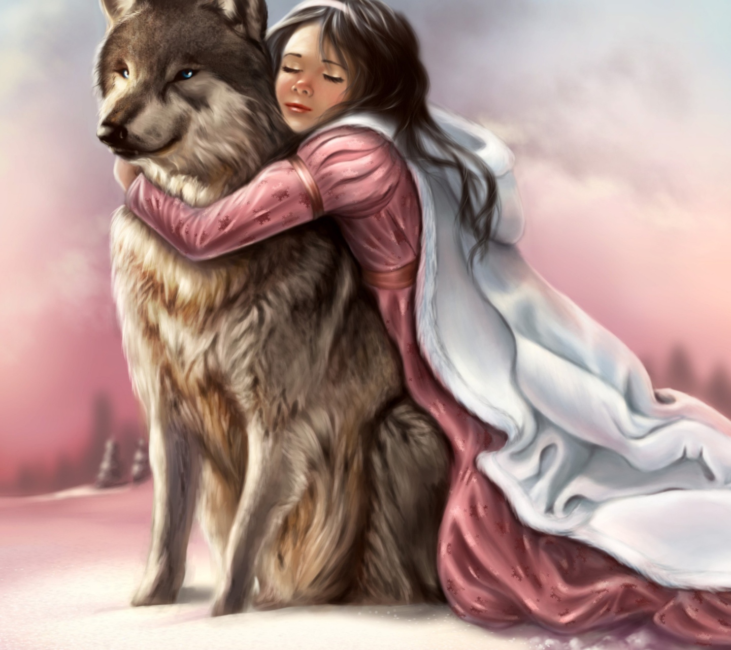 Обои Princess And Wolf 1440x1280