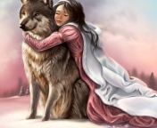 Das Princess And Wolf Wallpaper 176x144