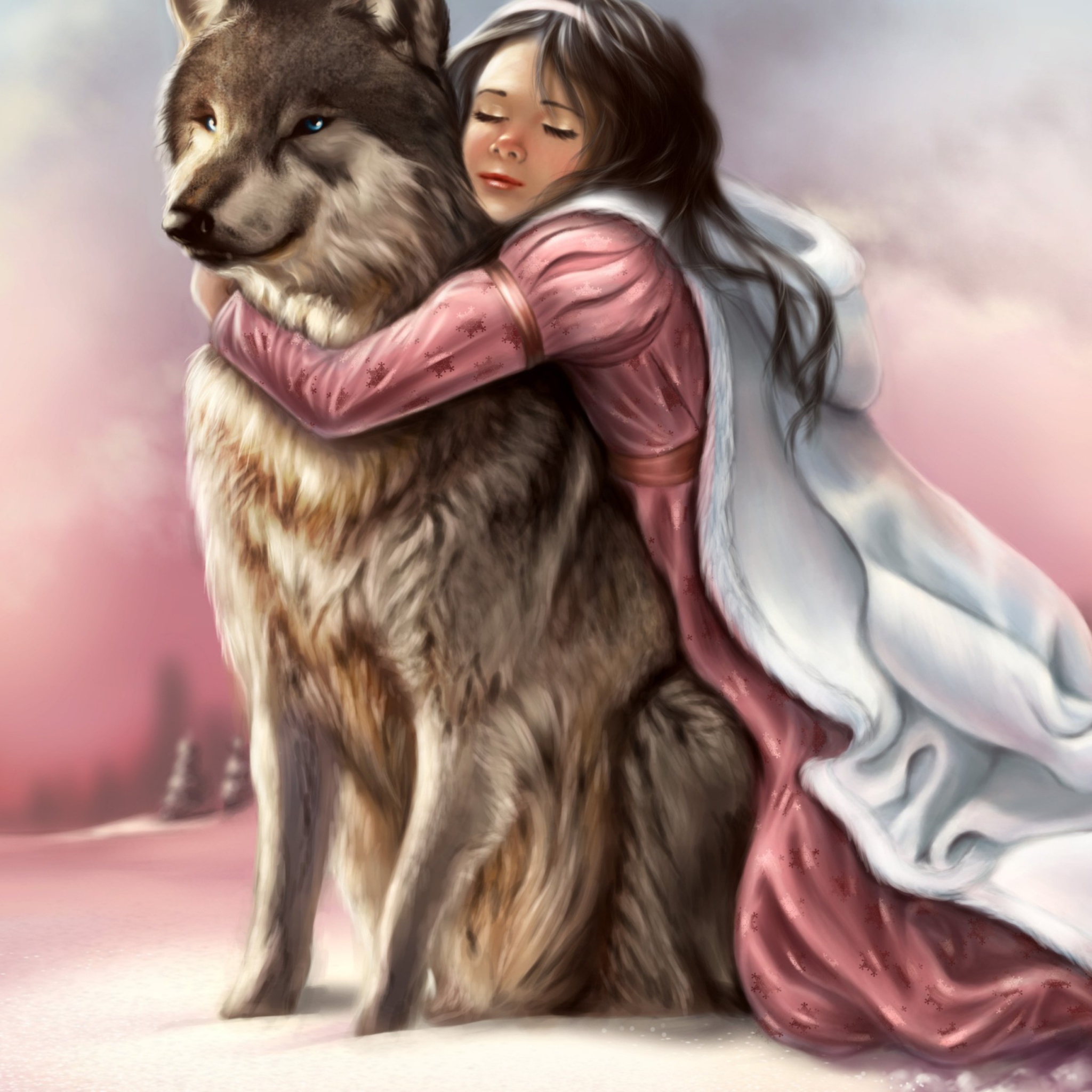 Fondo de pantalla Princess And Wolf 2048x2048