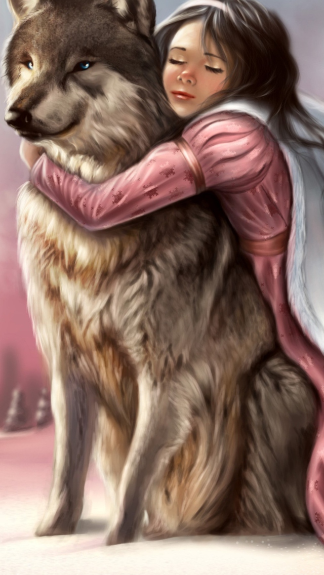 Das Princess And Wolf Wallpaper 640x1136