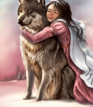 Princess And Wolf Wallpaper for 240x320