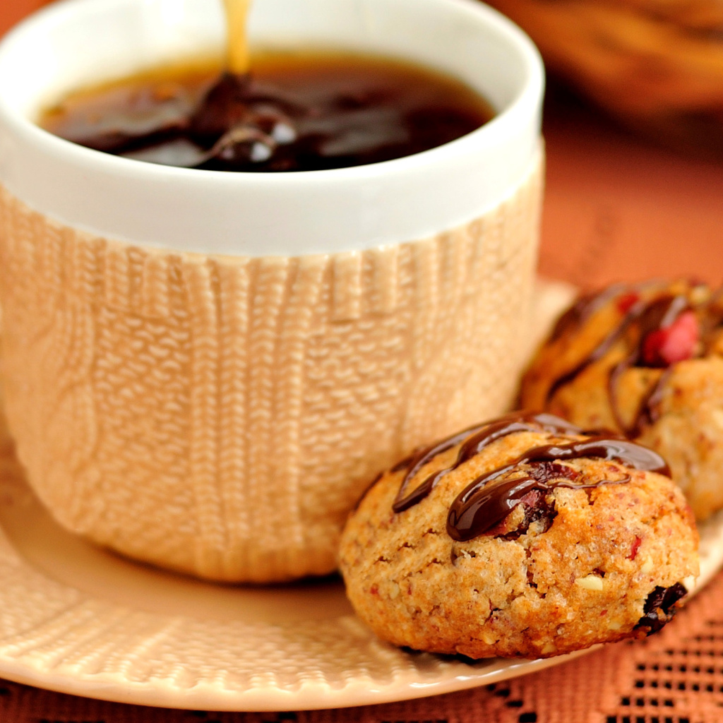 Обои Dessert cookies with coffee 1024x1024