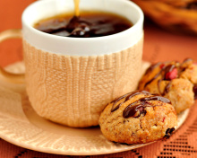 Fondo de pantalla Dessert cookies with coffee 220x176