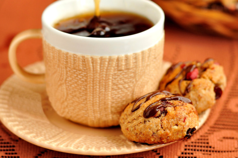 Обои Dessert cookies with coffee 480x320