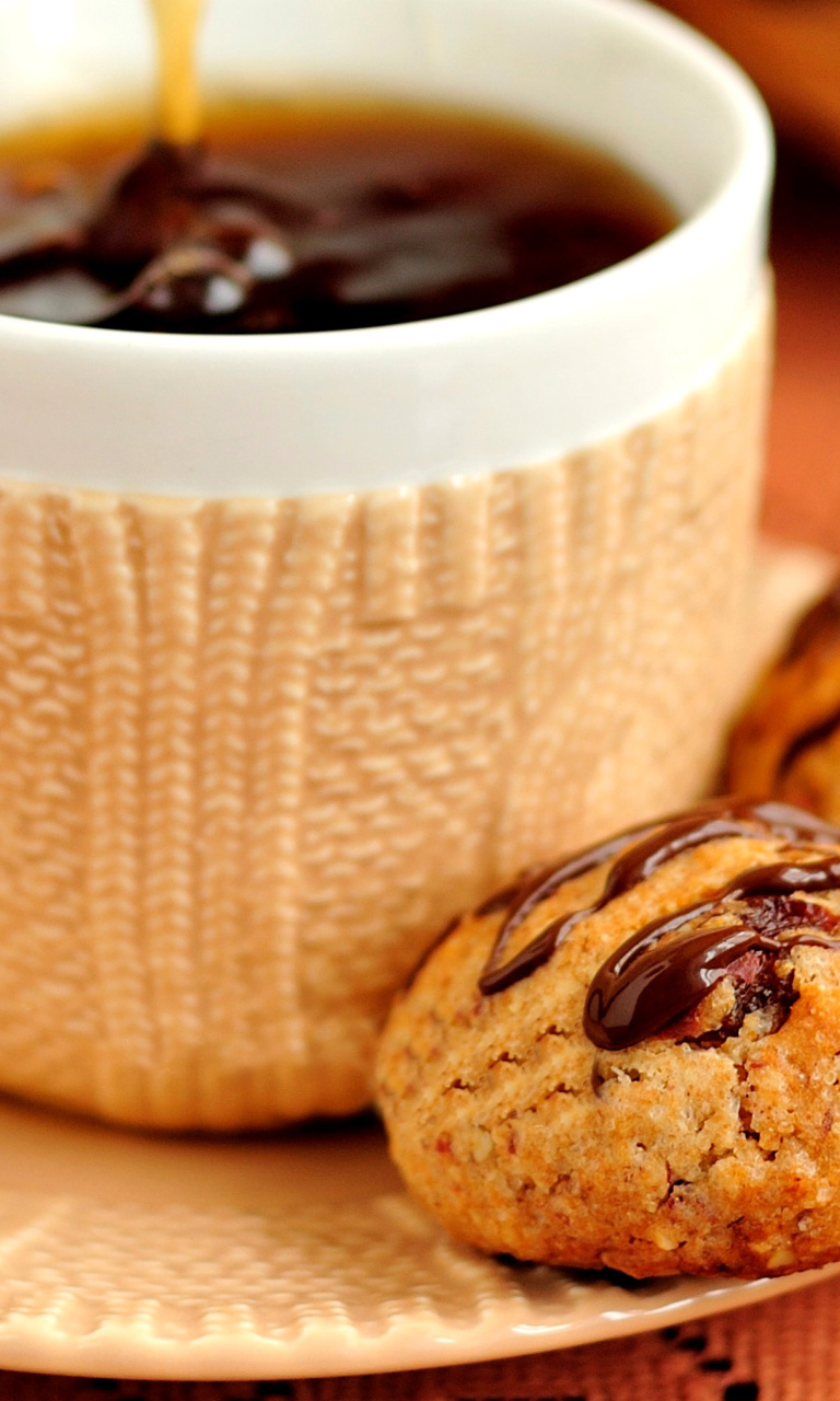 Dessert cookies with coffee wallpaper 768x1280