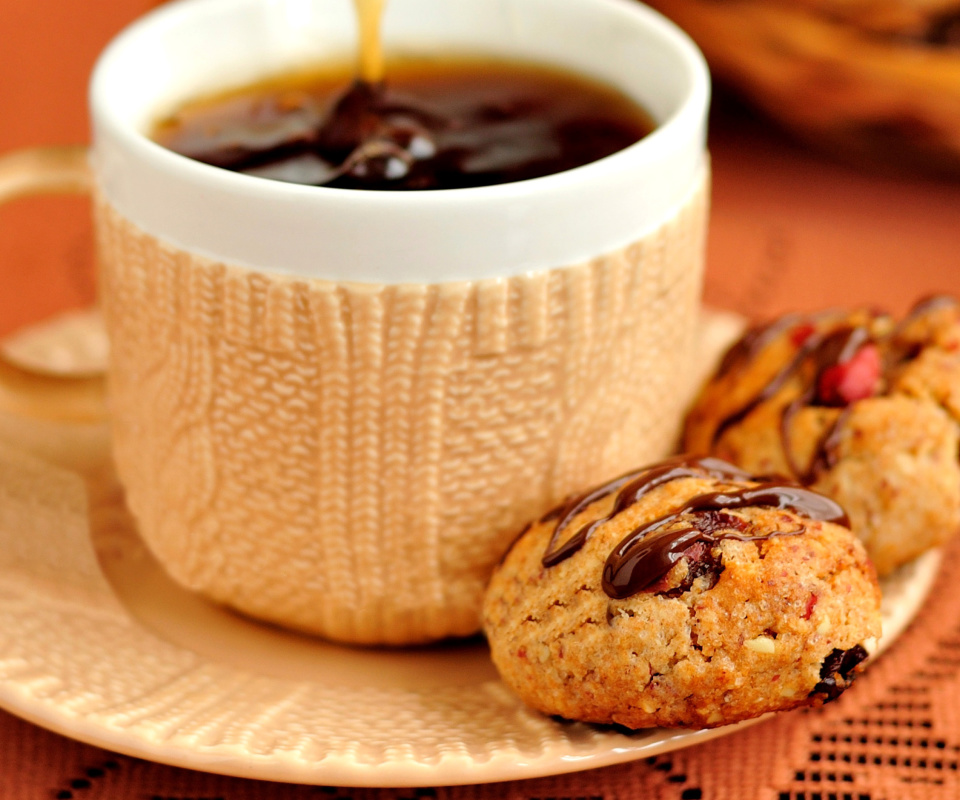 Fondo de pantalla Dessert cookies with coffee 960x800