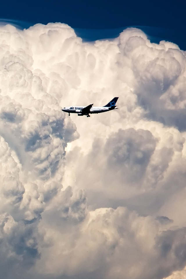 Das Plane In The Clouds Wallpaper 640x960