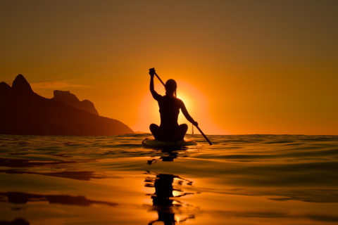 Fondo de pantalla Sunset Surfer 480x320