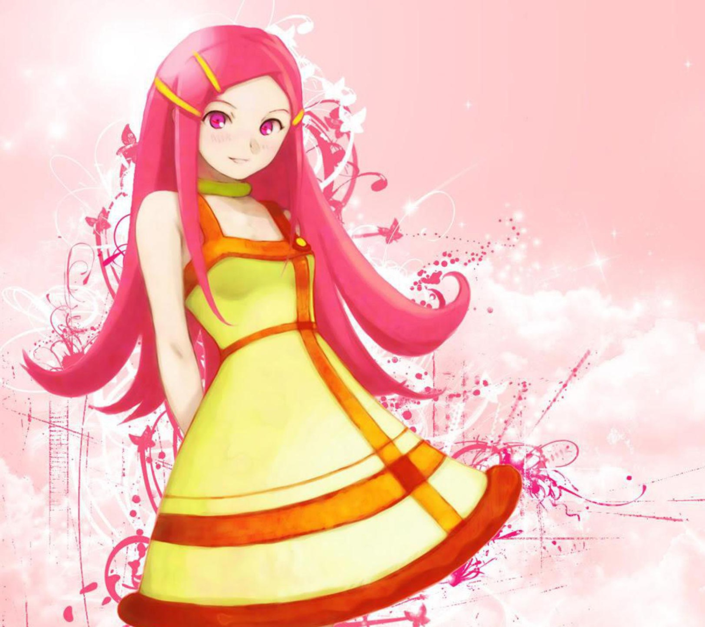 Das Girl With Pink Hair Wallpaper 1440x1280