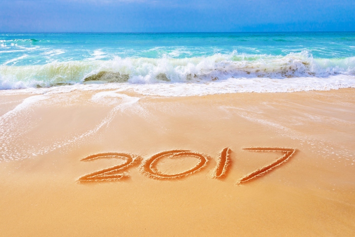 Sfondi Happy New Year 2017 Phrase on Beach