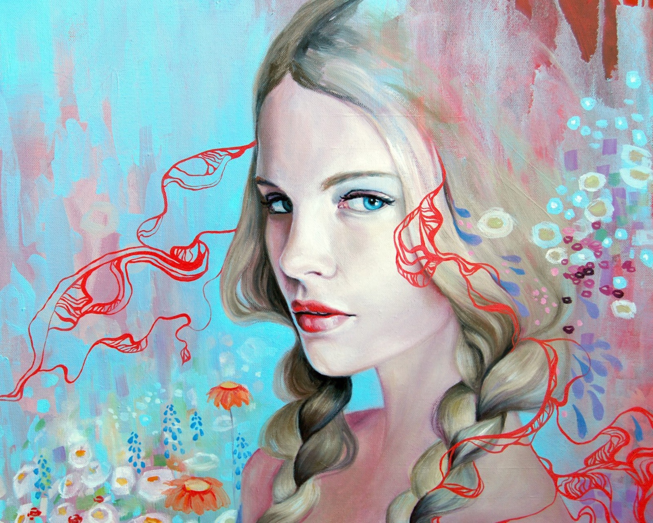 Fondo de pantalla Girl Face Artistic Painting 1280x1024