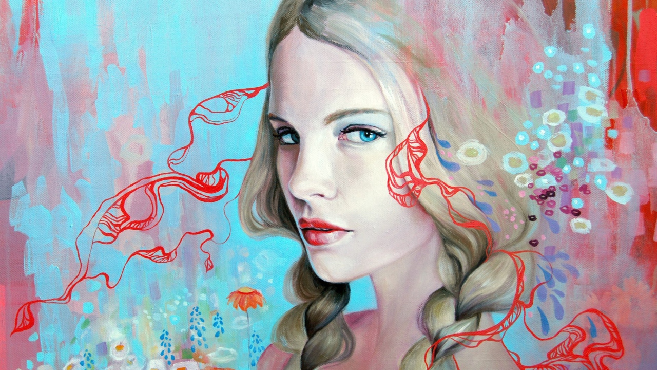 Обои Girl Face Artistic Painting 1280x720