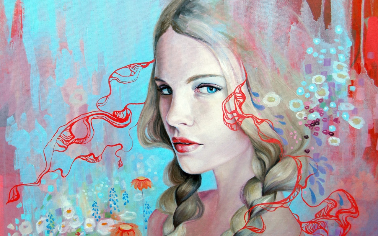 Sfondi Girl Face Artistic Painting 1280x800