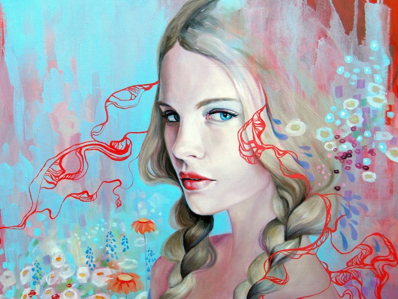 Das Girl Face Artistic Painting Wallpaper 1280x960