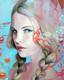 Обои Girl Face Artistic Painting 128x160